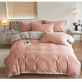 Autumn/Winter Pink Grey Flowers bedding set Class A Washable Double Yarn Cotton/Linen Duvet Cover Four-Piece bedding Set