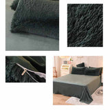 Solid Color Poly Mink Flannel Puffy Duvet Cover Bedding Set