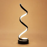 Spiral Ribbon Metal Table Lamp Simplicity Black/White/Gold LED Task Lighting with Circle Pedestal in Warm/White Light