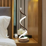 Spiral Ribbon Metal Table Lamp Simplicity Black/White/Gold LED Task Lighting with Circle Pedestal in Warm/White Light