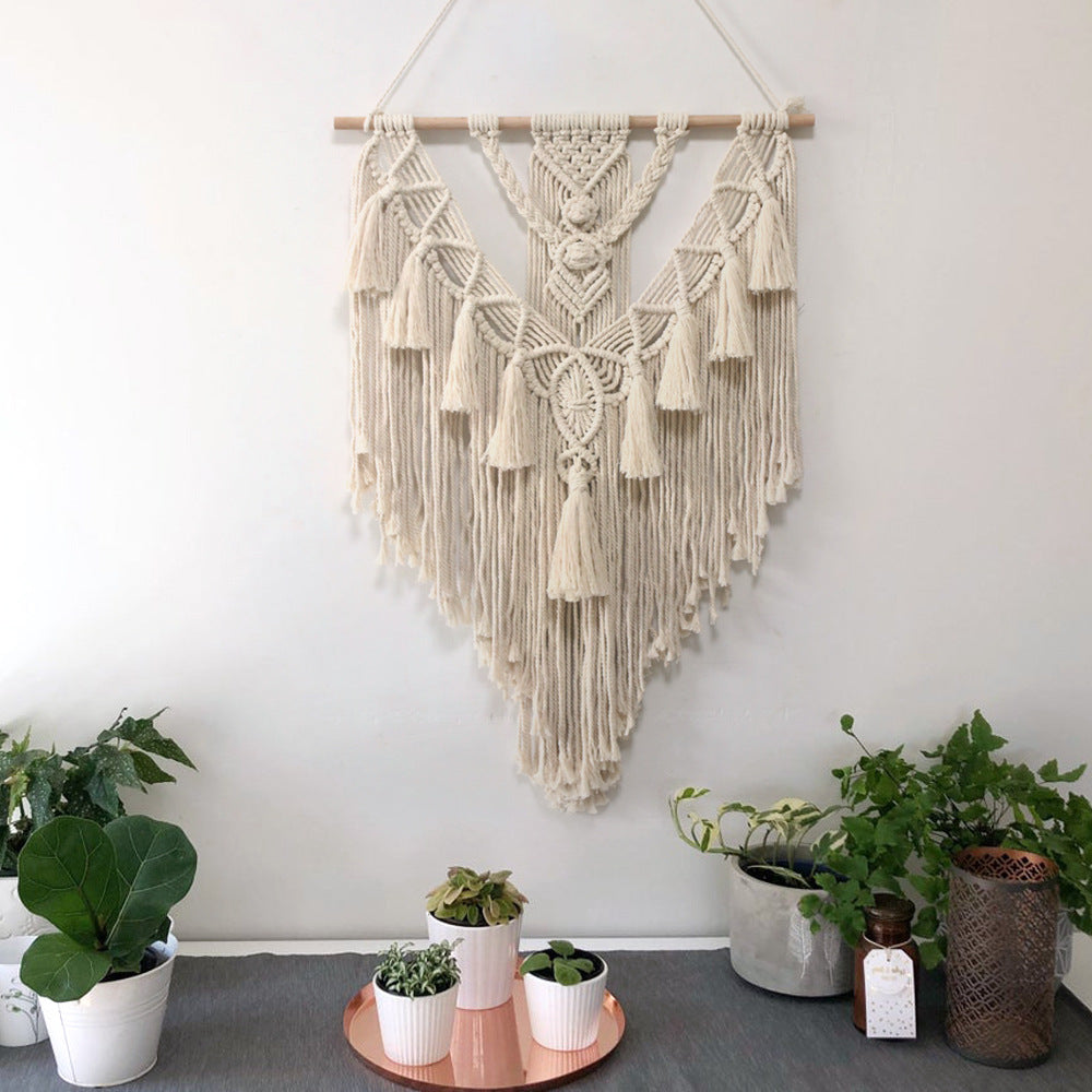 Boho Woven Tapestry Wall Hanging with Rod