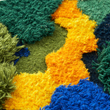 Feblilac 3D Blue-Green-Yellow Moss Wool Area Rug,  Multiple Sized Floral  Bedroom Mat, Plants Tufted Area Carpet/Tundra/Forest/Moss Rug/Art/Kids Play Rugs Carpet/Nursery/Bedside/Wool Rugs/Meadows Rug/Customized Rugs/Comfy Rugs, Hot Bedroom Mat