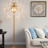 Gold Spiral Arm Floor Lighting Classic Metal 3 Heads Living Room Standing Lamp with Faceted Crystal Droplet