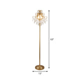 Gold Spiral Arm Floor Lighting Classic Metal 3 Heads Living Room Standing Lamp with Faceted Crystal Droplet