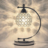 Nordic Domed Small Desk Lighting Single Bulb Crystal Embedded Table Lamp with Arched Arm in Silver