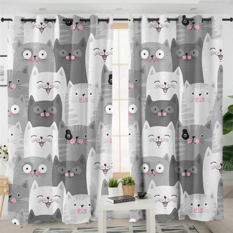 Funny Cute Cats Window Curtain