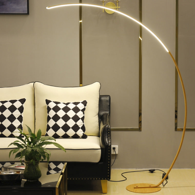 Minimalistic Bow Floor Lighting Metallic Living Room LED Reading Floor Lamp in Black/Beige