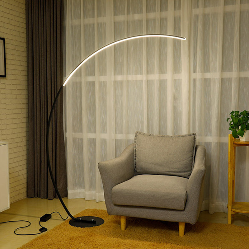 Minimalistic Bow Floor Lighting Metallic Living Room LED Reading Floor Lamp in Black/Beige