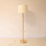 Simplicity Drum Floor Standing Lamp Fabric 1 Light Study Room Floor Light in Wood