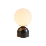 Simple Ball Night Stand Light Milky Glass 1 Head Bedside Table Lamp with Black/White/Green Marble Pedestal