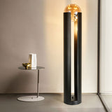 Linear/Capsule/Arch Floor Light Designer Metal Single-Bulb Living Room Standing Lamp in Black