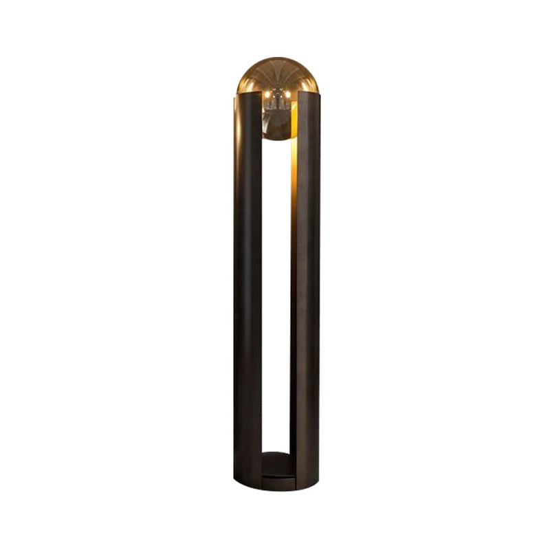 Linear/Capsule/Arch Floor Light Designer Metal Single-Bulb Living Room Standing Lamp in Black