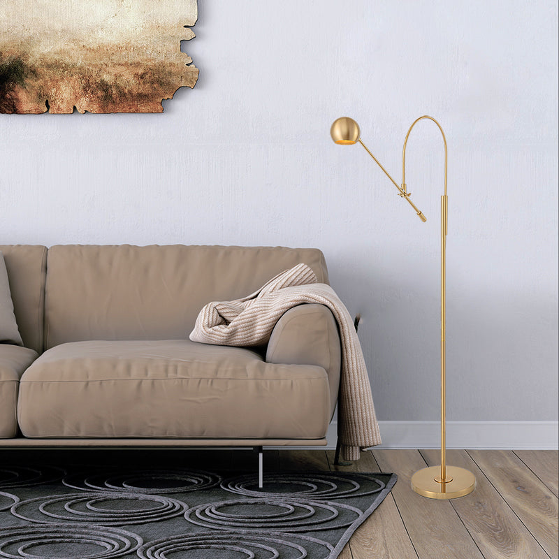 Linear/Capsule/Arch Floor Light Designer Metal Single-Bulb Living Room Standing Lamp in Black