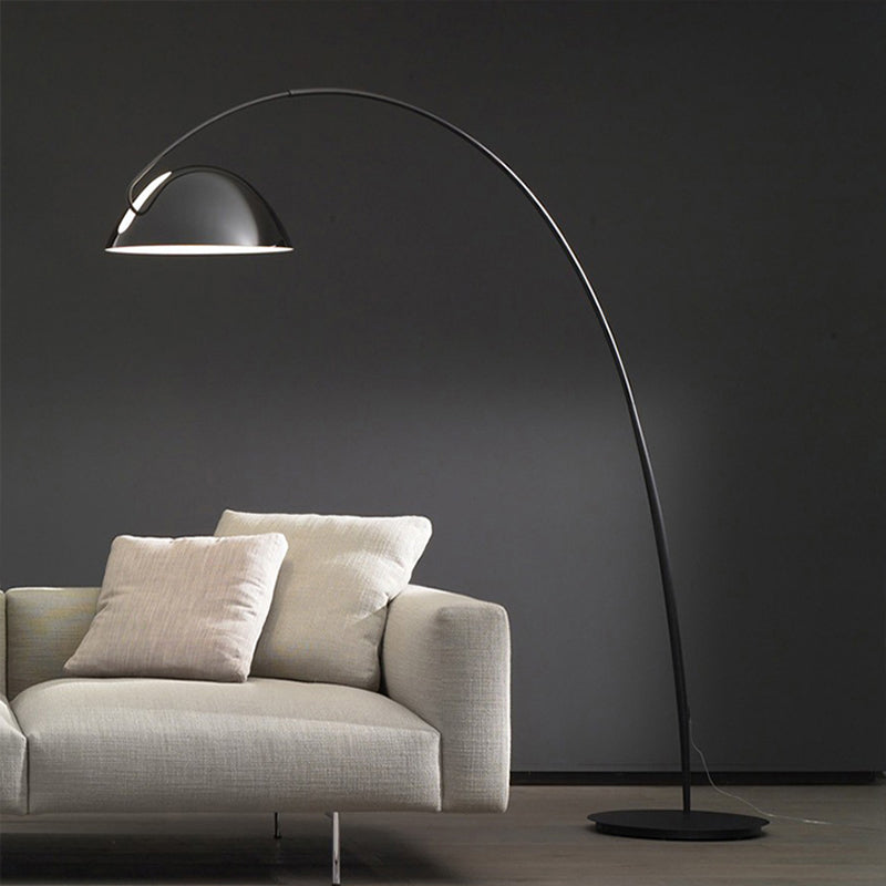 Linear/Capsule/Arch Floor Light Designer Metal Single-Bulb Living Room Standing Lamp in Black