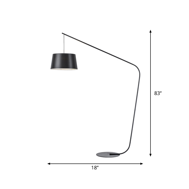 Linear/Capsule/Arch Floor Light Designer Metal Single-Bulb Living Room Standing Lamp in Black