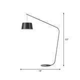 Linear/Capsule/Arch Floor Light Designer Metal Single-Bulb Living Room Standing Lamp in Black