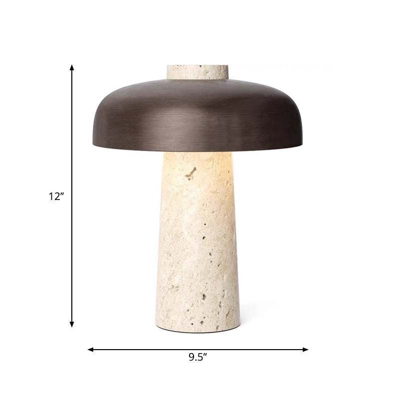 Minimalist Mushroom Shaped Nightstand Light Stone 1 Head Bedroom Table Lamp in Black and Beige