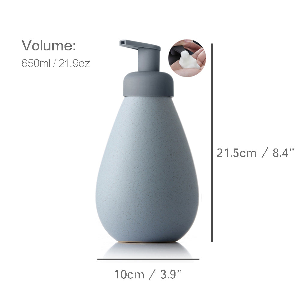 Ceramic Soap Dispenser, Foaming Pump Bathroom Bottle, Simple Design, Refillable Reusable Lotion Pump for Bathroom Kitchen, 650ml/21.9oz