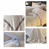 Poly Three-dimensional Braided Strip Milk Cashmere Flannel Duvet Cover Bedding Set
