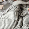 Grey Yarn-Dyed Stripe Knit Fabric Bedding Set Cotton Duvet Cover Bedding Set