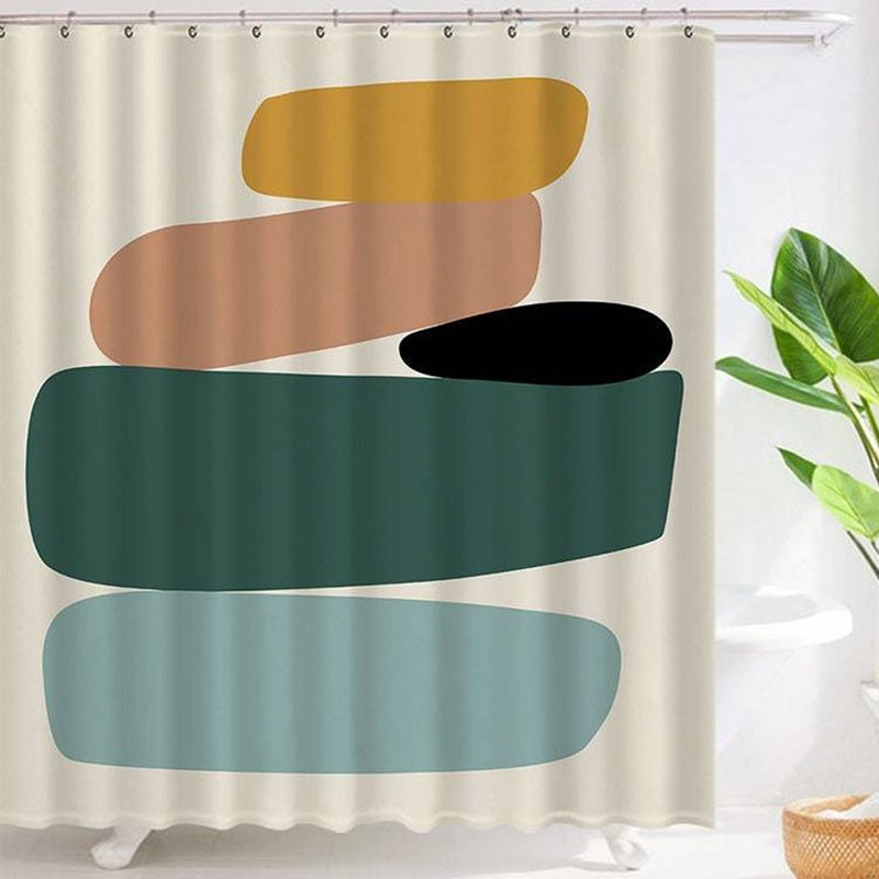 Green and Blue Abstract Art Shower Curtain