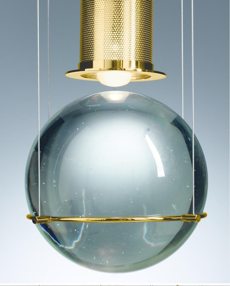 Opal round glass sphere midcentury pendant Light