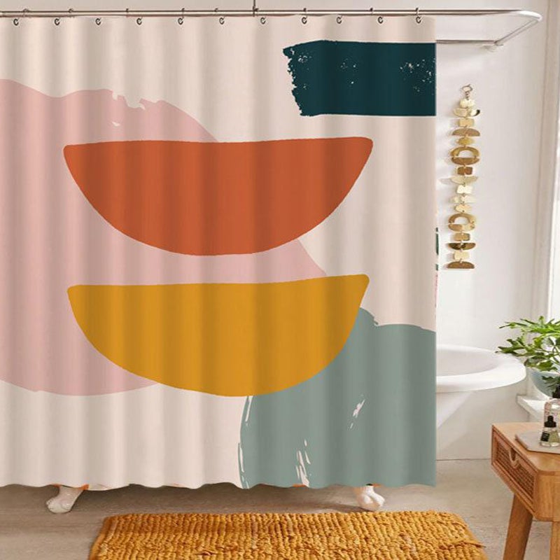 Abstract Pink&Orange Blocks Shower Curtains
