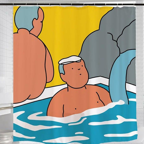 Cute Hot Spring Shower Curtain