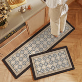 Feblilac European Classical Geometry Pattern PVC Leather Kitchen Mat