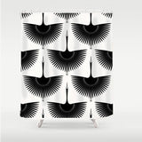 Feblilac Black and White Crane Shower Curtain with Hooks, Bathroom Curtains with Ring, Unique Bathroom décor, Boho Shower Curtain, Customized Bathroom Curtains, Extra Long Shower Curtain