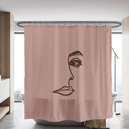 Woman Face Line Art Shower Curtain
