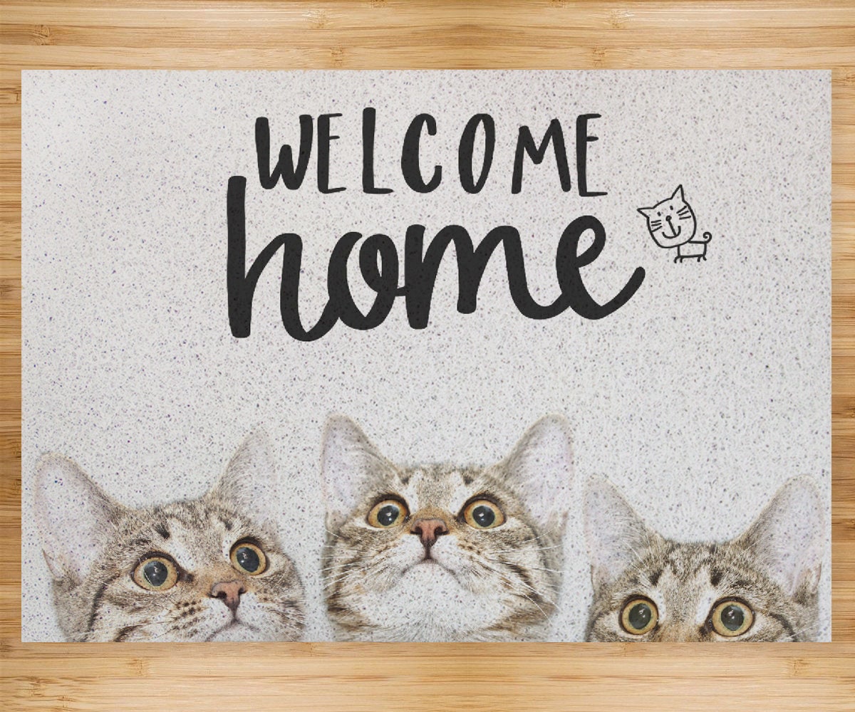 Cute Cat Welcome Home PVC Entrance Mat