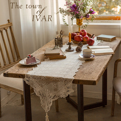 Ivar French pastoral white lace table flag American light luxury coffee table dining table side cabinet Nordic TV cabinet tablecloth				 							        							Unique snowdrop structure pattern, fresh and elegant