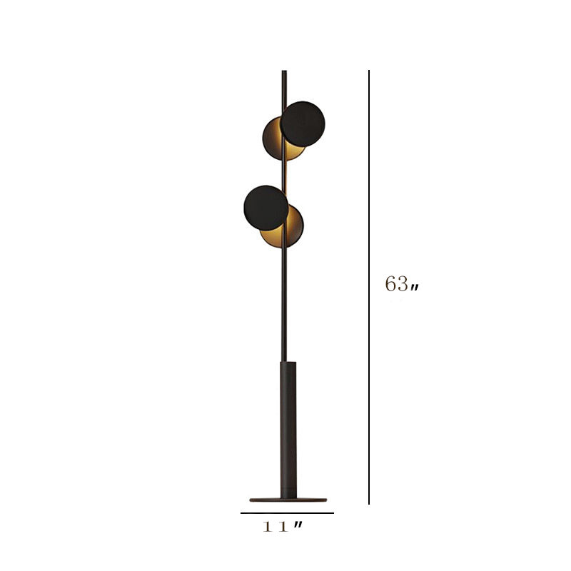 Simple Circular Standing Light Metal 2 Heads Living Room Floor Reading Lamp in Black