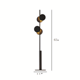 Simple Circular Standing Light Metal 2 Heads Living Room Floor Reading Lamp in Black