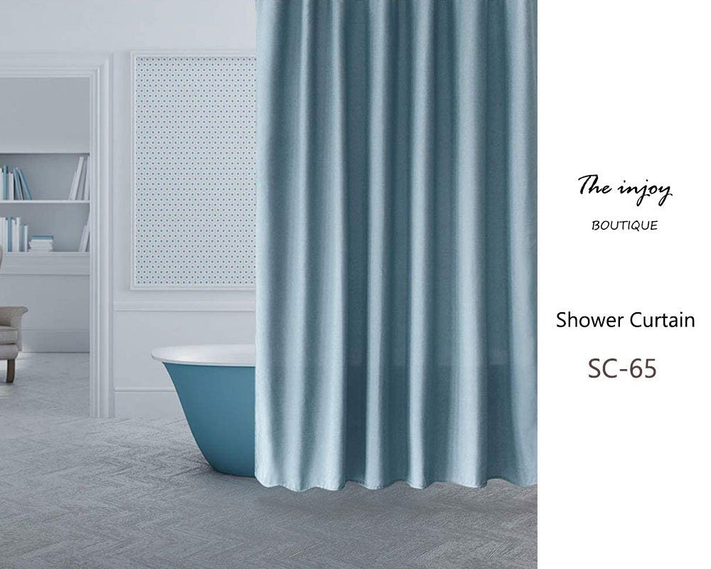 Pure Blue Linen Shower Curtain