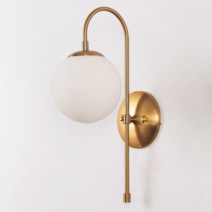 Art deco milk glass ball wall light