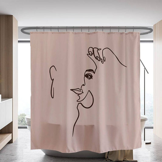 Simple Line Art Women Shower Curtain