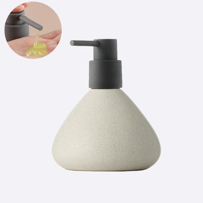 off-white Ceramic Soap Dispenser, Oval Bathroom Bottle, Simple Design Soap Dispenser, Refillable Reusable Lotion Pump for Bathroom Kitchen