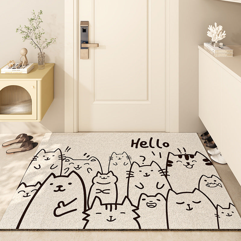 Feblilac Cute Cat House PVC Coil Door Mat