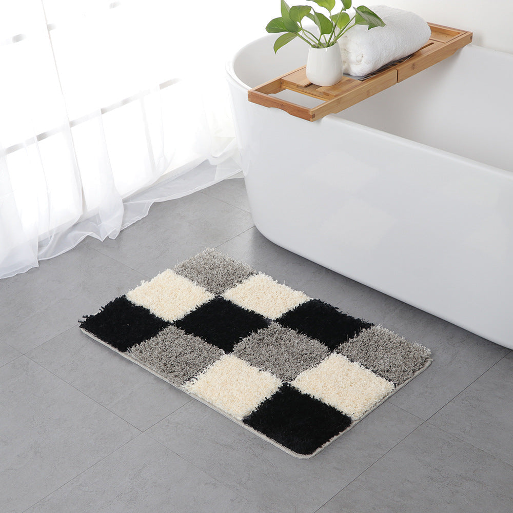 Feblilac Blue and White Checkerboard Pattern Ultra Soft Bathroom Rug, Multiple Sized Bathroom Rug, Plush Water-Absorbent , Multiple Sized Anti Slip Toilet Mat, Black and White Thick Bathroom Carpet, Art Bathroom Mats, Best Bath Rugs, Hot Shower Mat