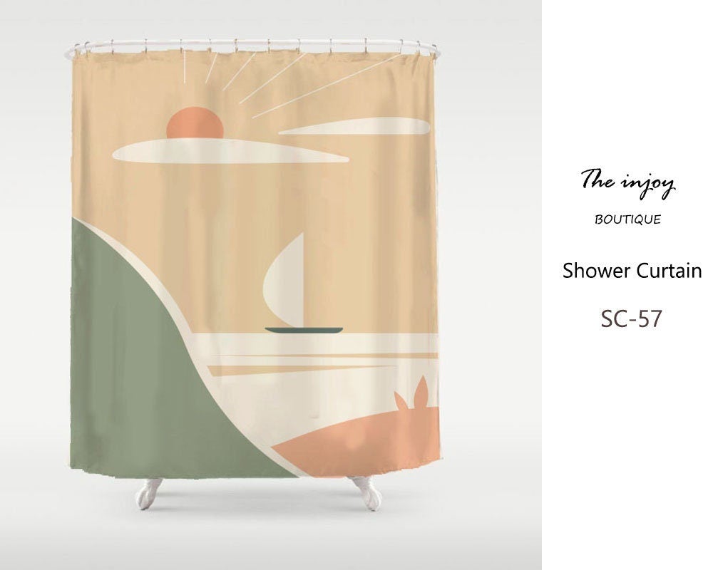 Light Orange Ocean Shower Curtain