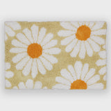 Feblilac Cute Daisy Bath Mat, Yellow Floral Bathroom Rug, 16"x24"