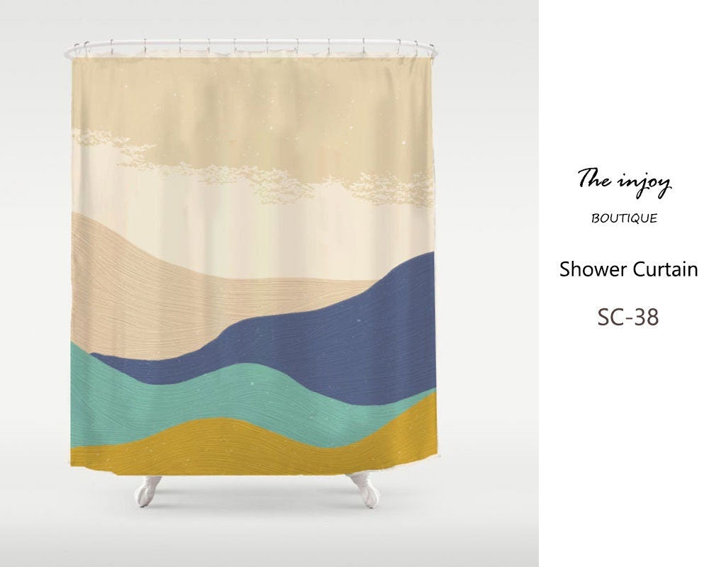 Beige Sky Mountain Shower Curtain