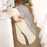 Modern Fluffy Bedroom Mat, Abstract Grey River Rug