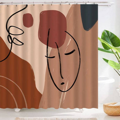 Red Woman Face Art Shower Curtain