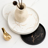 Nordic light luxury golden marble pattern ceramic plate dessert plate storage plate decoration swing plate aromatherapy tray