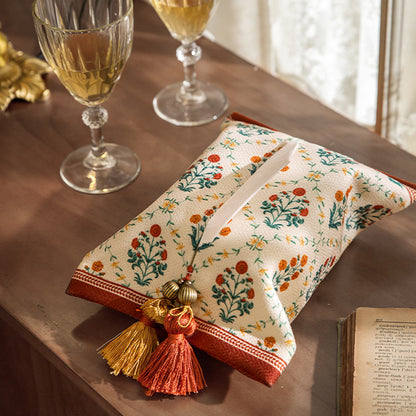Mode Garden Retro Festival Red Light Luxury Car Tissue Box Living Room Bedroom Tissue Cover Tissue Bag Fabric Cover