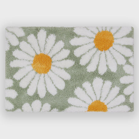 Feblilac Cute Daisy Bath Mat, Black/Purple/Red/Yellow/Green Floral Bathroom Rug, 16"x24" Soft Plush Water-Absorbent,  Anti Slip Toilet Mat, Soft Thick Bathroom Carpet, Art Bathroom Mats, Best Bath Rugs, Hot Shower Mat Non Slip, Toilet Rug