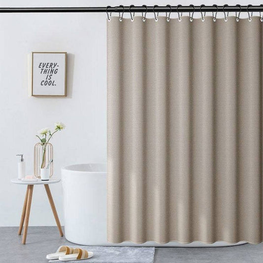 Thick Beige Linen Shower Curtain